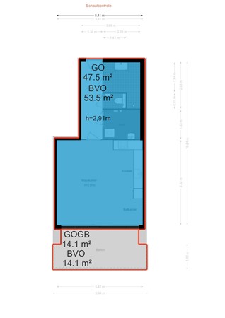 Floorplan - Gustav Mahlerlaan 543B, 1082 MK Amsterdam